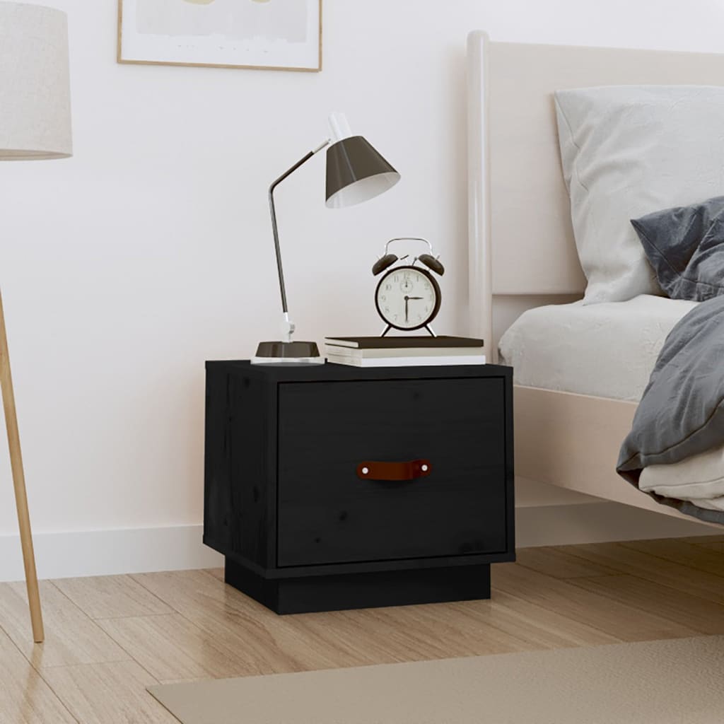 Bedside Table - SCOTT Nightstand Black 40cm