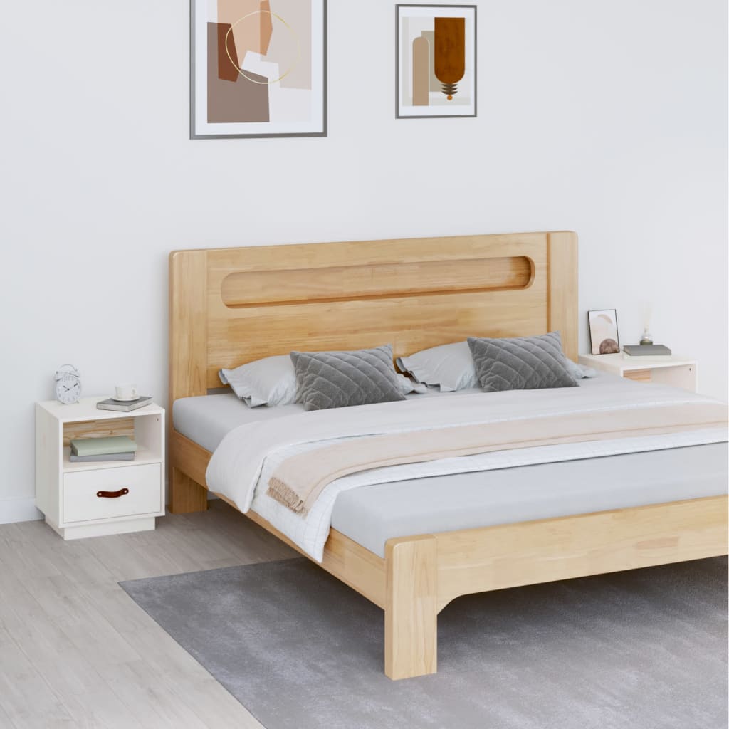 Bedside Table - SIENA Lou 2 Piece Nightstand White 40cm