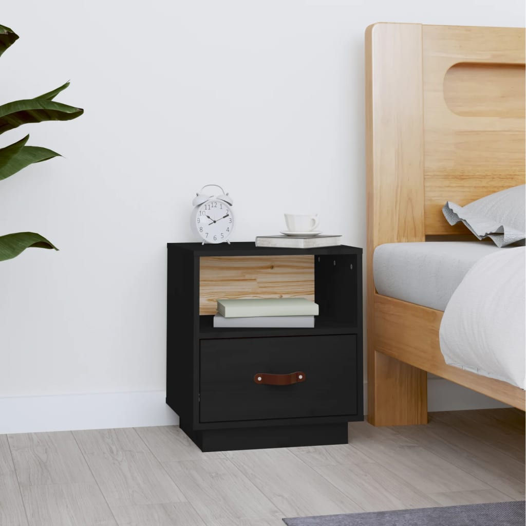 Bedside Table - SIENA Jace Nightstand Black 40cm