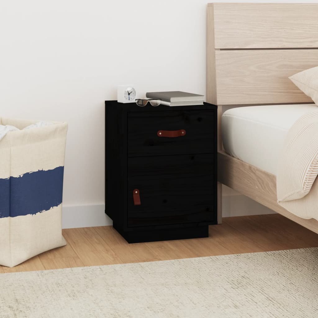 Bedside Table - SALEM Sam Nightstand Black 40cm
