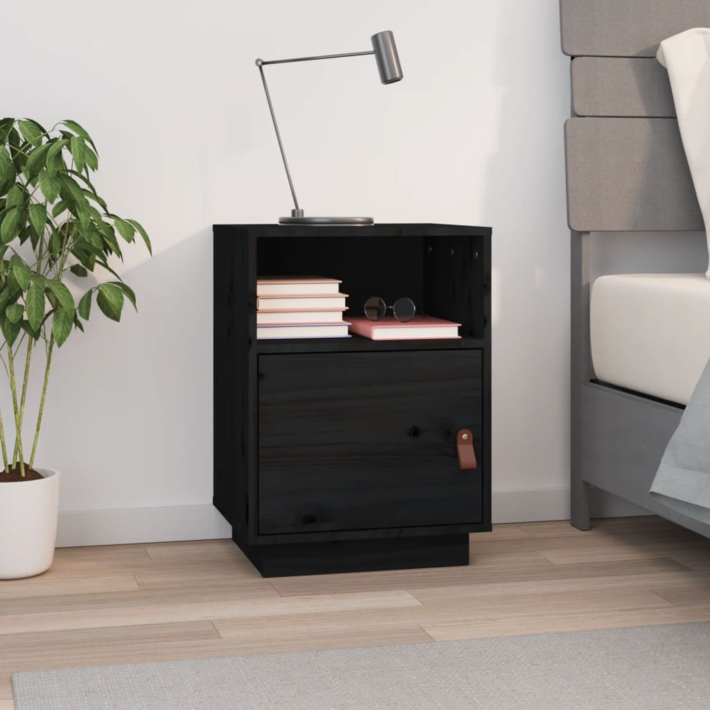 Bedside Table - SALEM Aven Nightstand Black 40cm