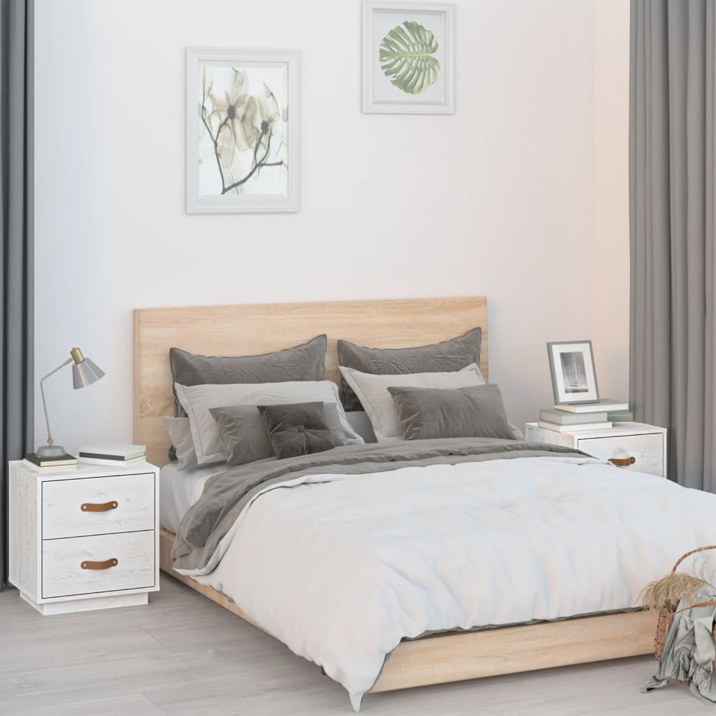 Bedside Table - SIENA Jay 2 Piece Nightstand White 40cm