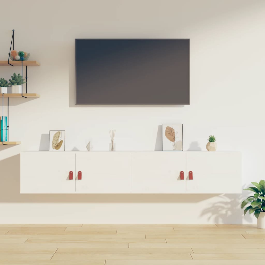 Wall Cabinets 2 pcs White 80x30x30 cm Solid Wood Pine