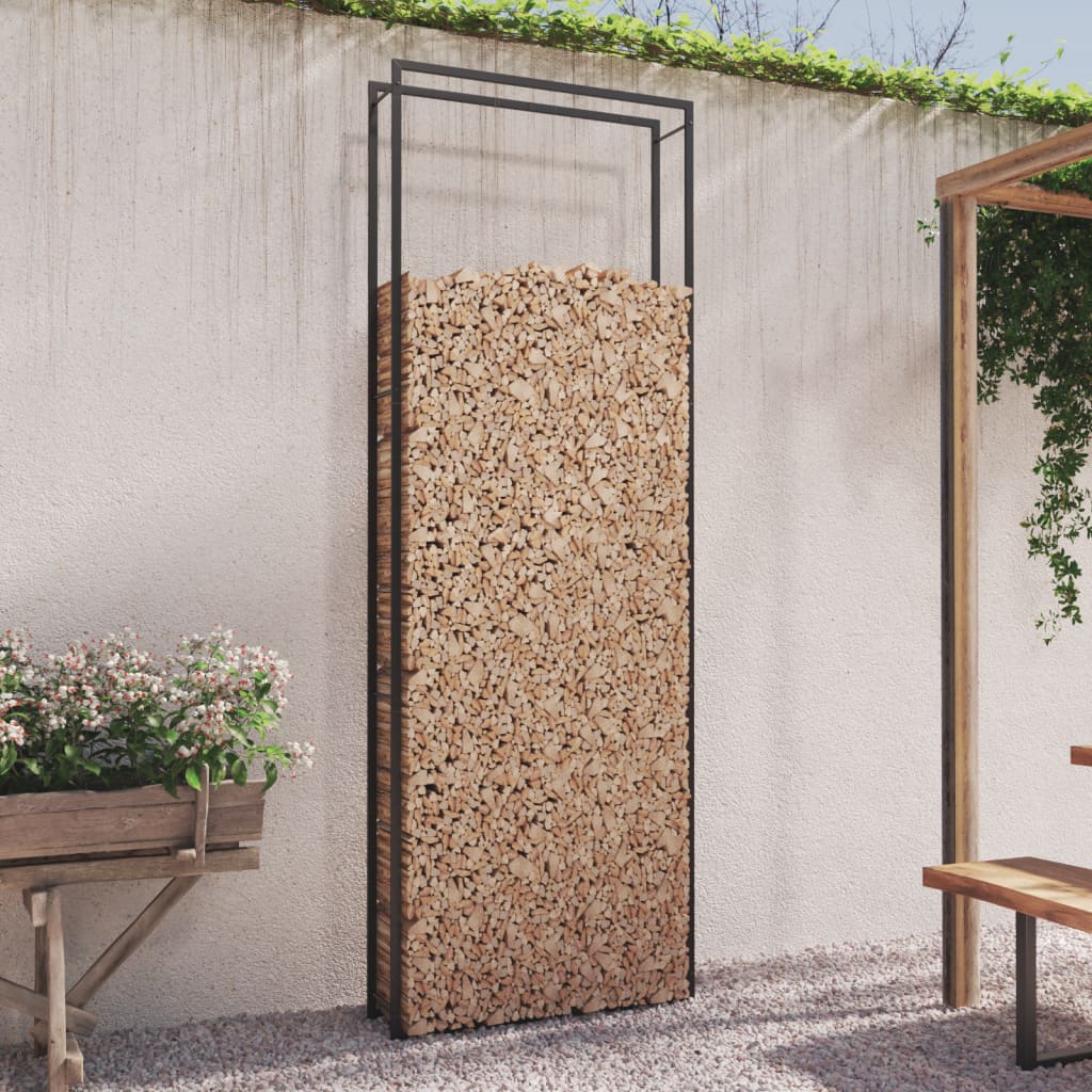 Firewood Rack Matt Black 110x28x312 cm Steel