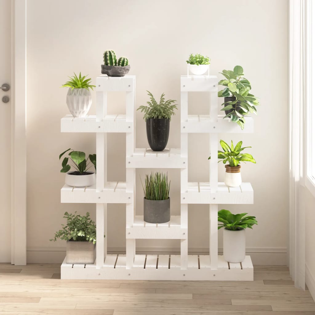 Plant Stand White 104.5x25x109.5 cm Solid Wood Pine