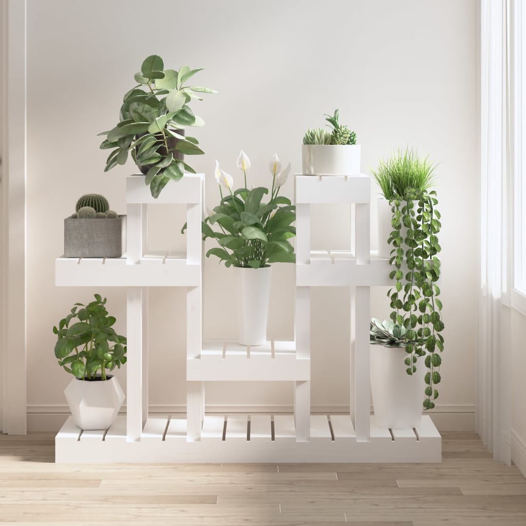 Plant Stand White 104.5x25x77.5 cm Solid Wood Pine