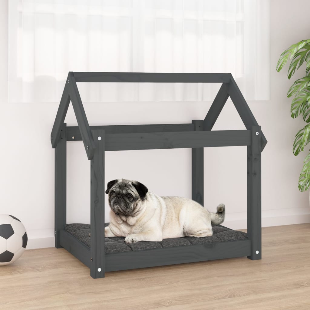 Dog Bed Grey 71x55x70 cm Solid Wood Pine