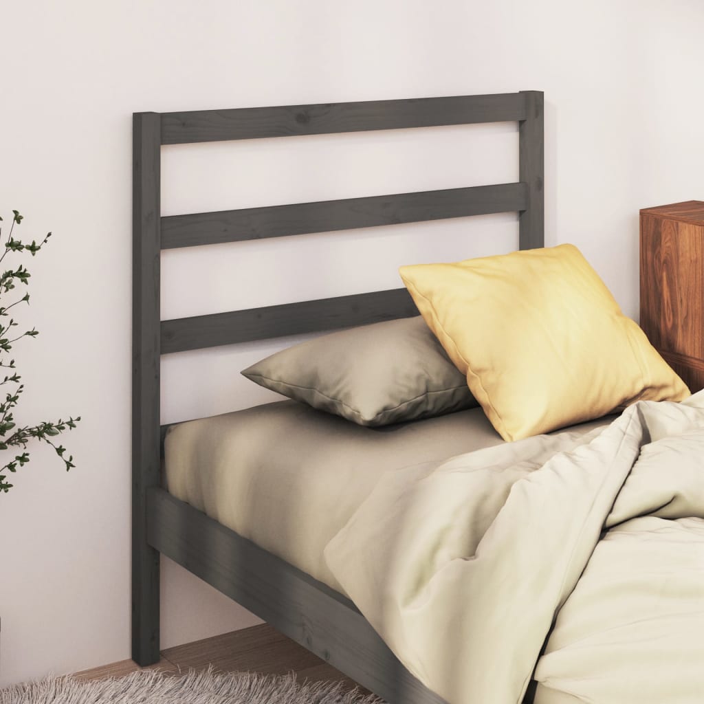 Bed Headboard Grey 95x4x100cm Solid Wood Pine