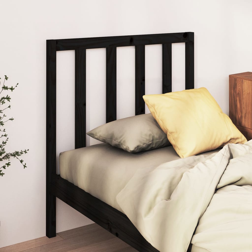 Bed Headboard Black 95x4x100cm Solid Wood Pine
