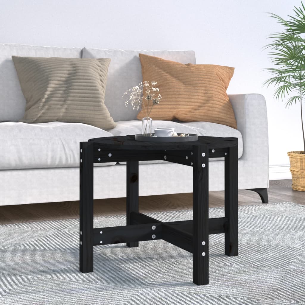Coffee Table Black Ã ̃ 62.5x45 cm Solid Wood Pine