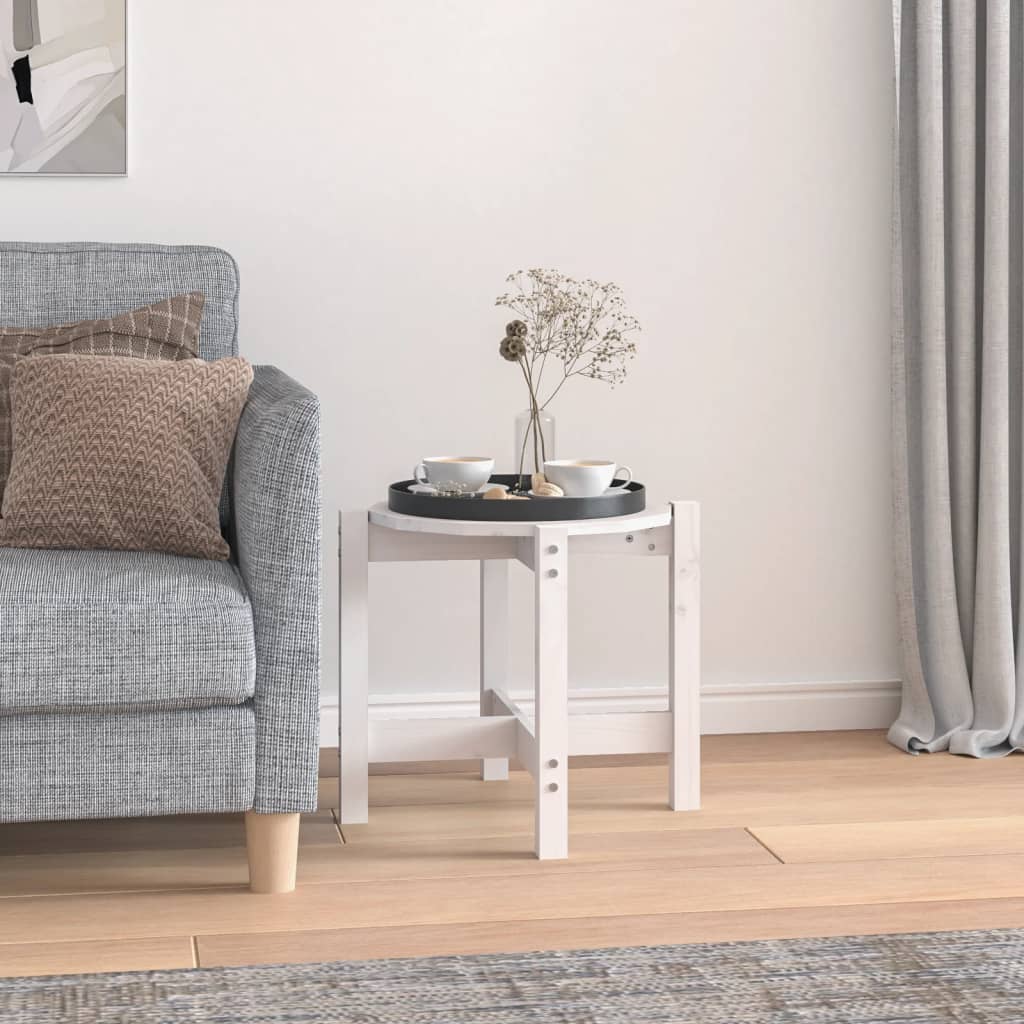 Coffee Table White Ø 52.5x45 cm Solid Wood Pine