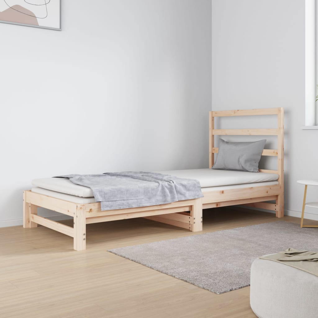 Pull-out Day Bed 2x(90x190) cm Solid Wood Pine
