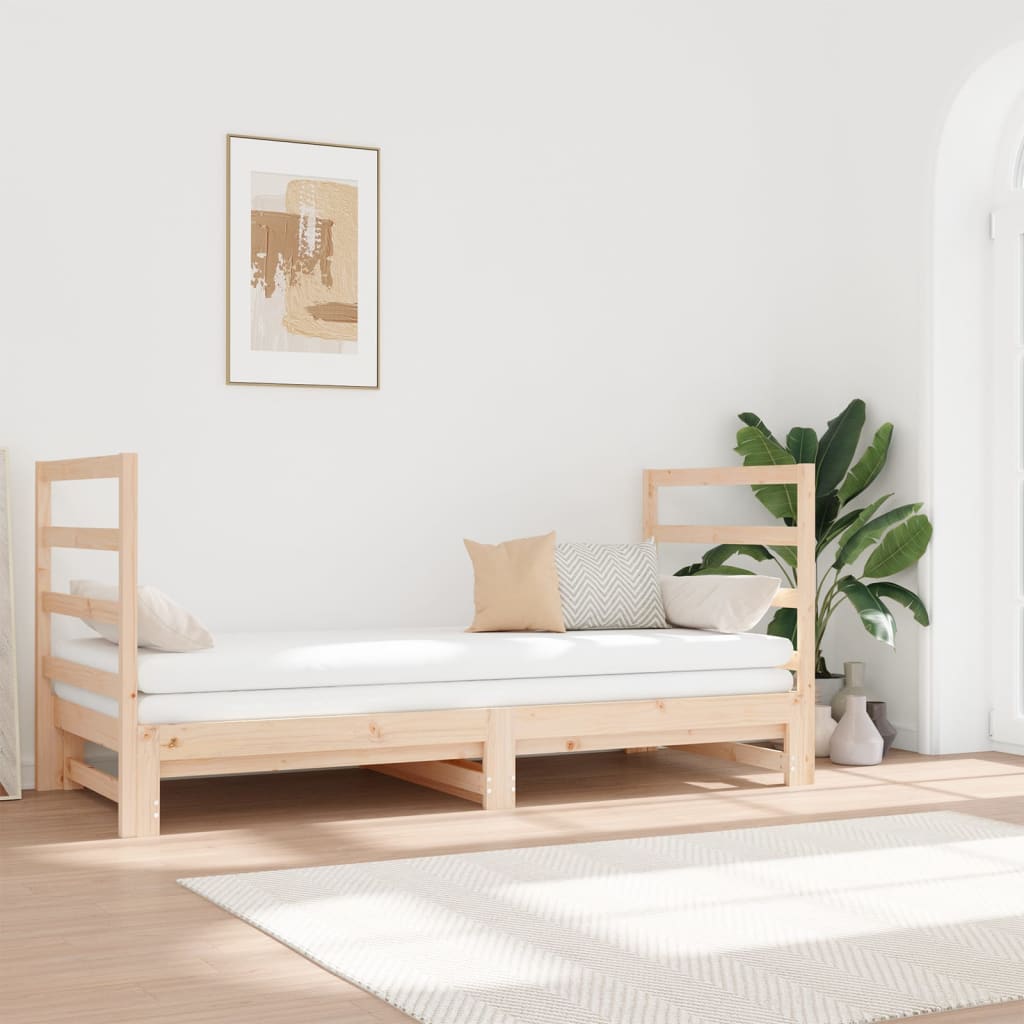 Pull-out Day Bed 2x(90x190) cm Solid Wood Pine