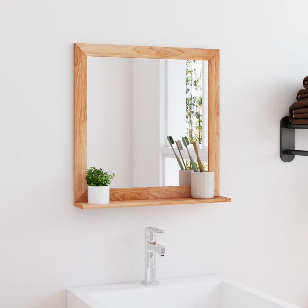 Wall Mirror 55x55cm Solid Wood Walnut