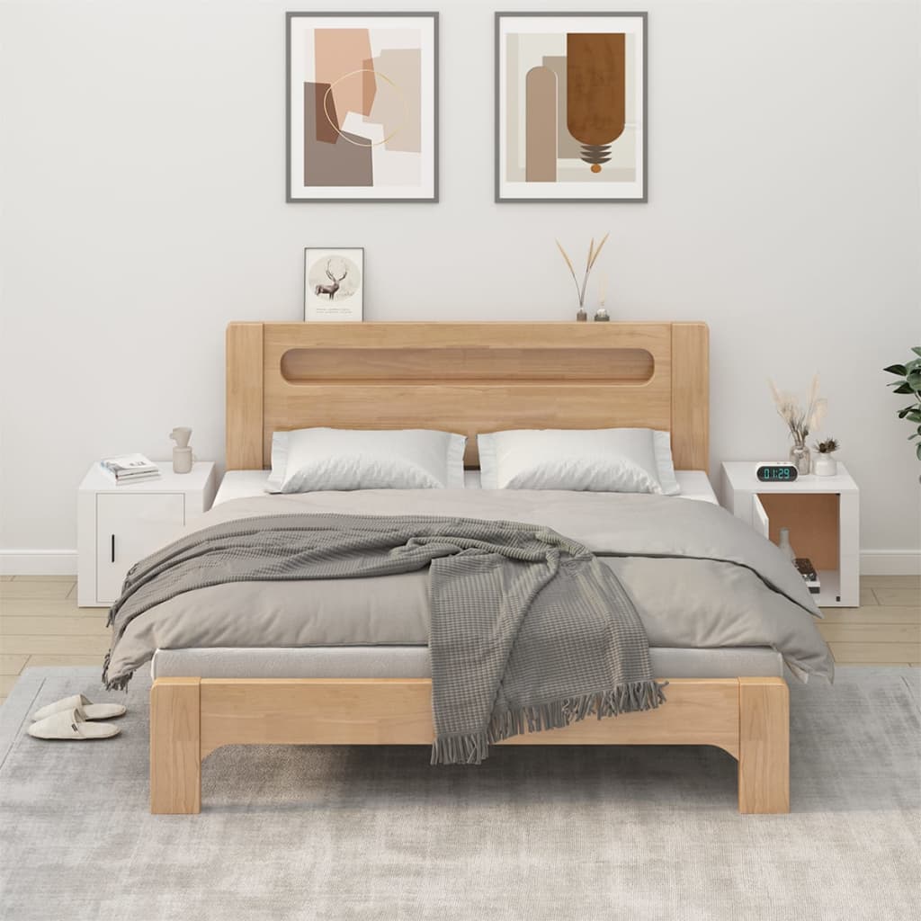 Bedside Table - BETHEL 2 Piece Nightstand High Gloss White 50cm