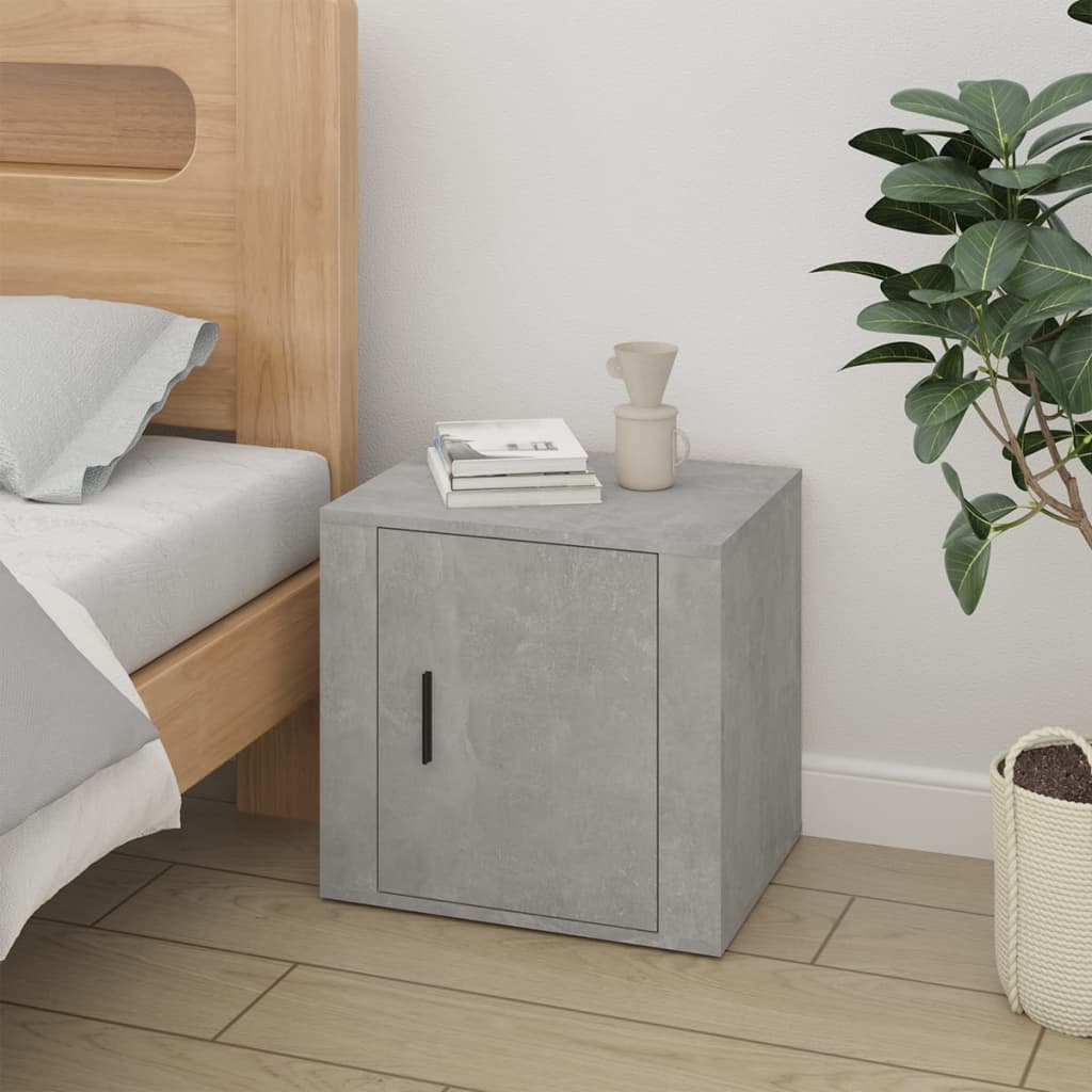 Bedside Table - BETHEL Nightstand Concrete Grey 50cm