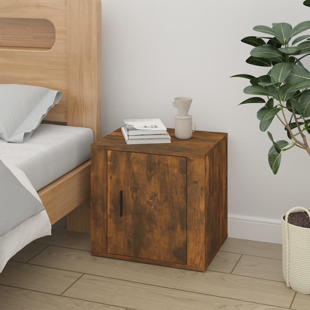 Bedside Table - BETHEL Jay Nightstand Smoked Oak 50cm