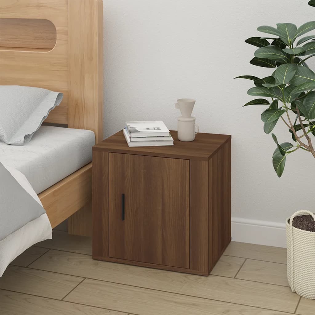 Bedside Table - BETHEL Finn Nightstand Brown Oak 50cm