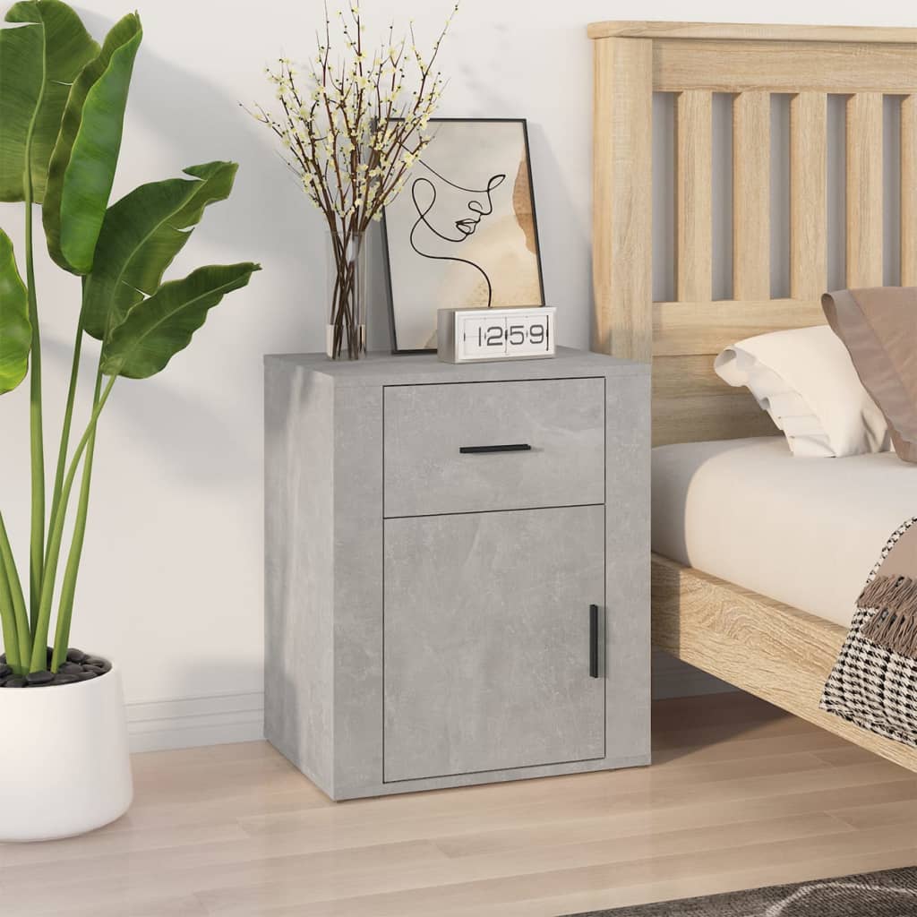 Bedside Table - BOLOGNA Cal Nightstand Concrete Grey 50cm
