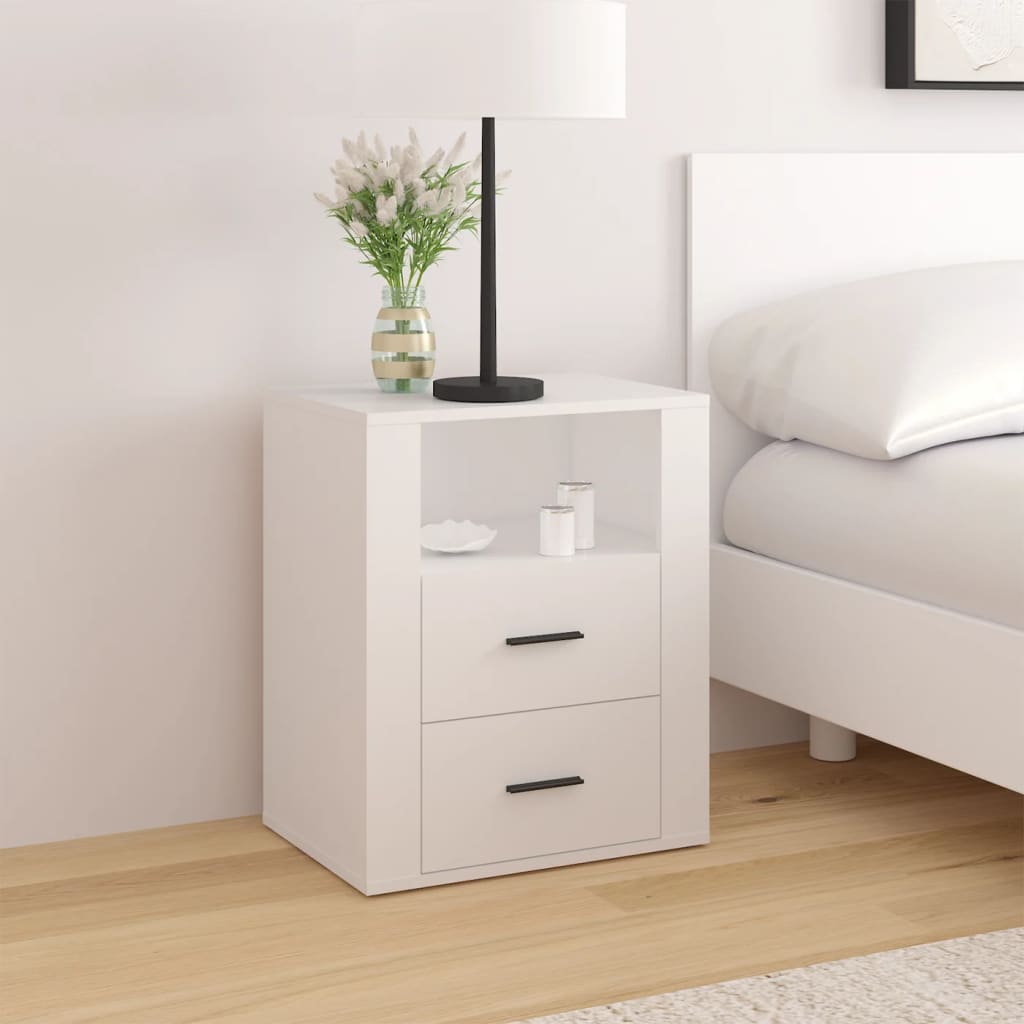 Bedside Table - BOLOGNA Nightstand White 50cm