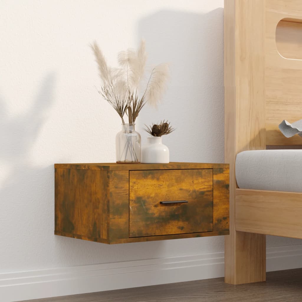 Bedside Table - BRESCIA Nightstand Smoked Oak 50cm