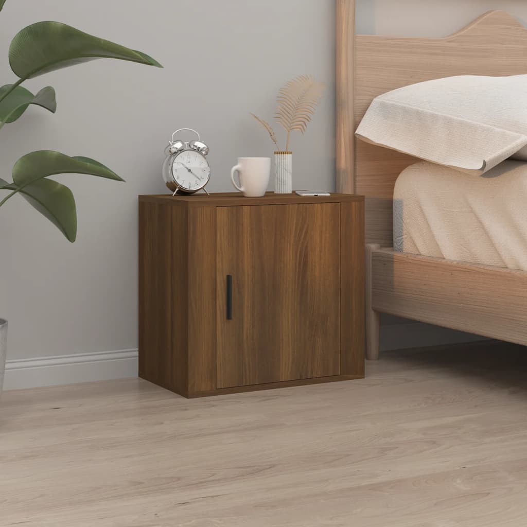 Bedside Table - COMO Nightstand Brown Oak 50cm