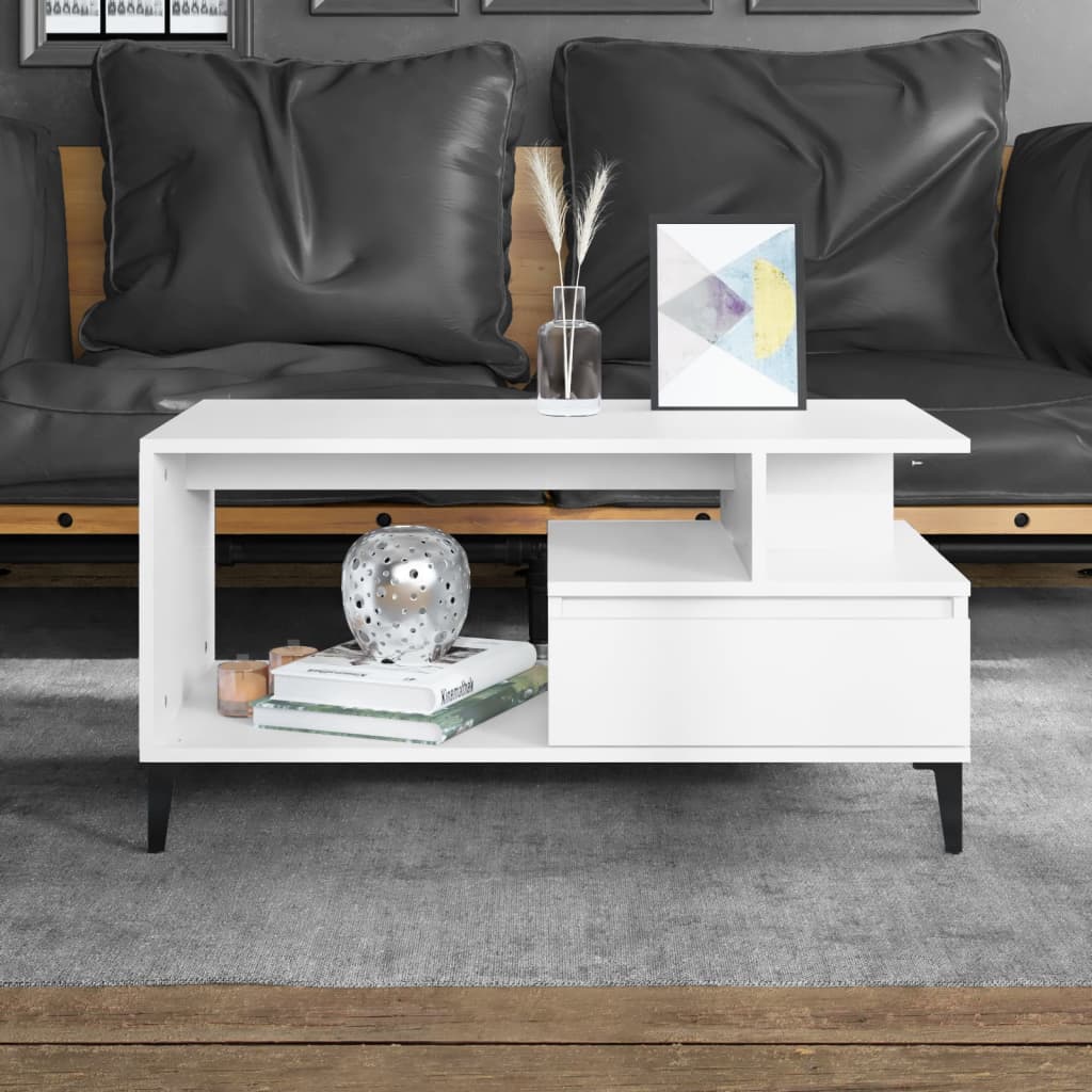 Coffee Table White 90x49x45 cm Engineered Wood