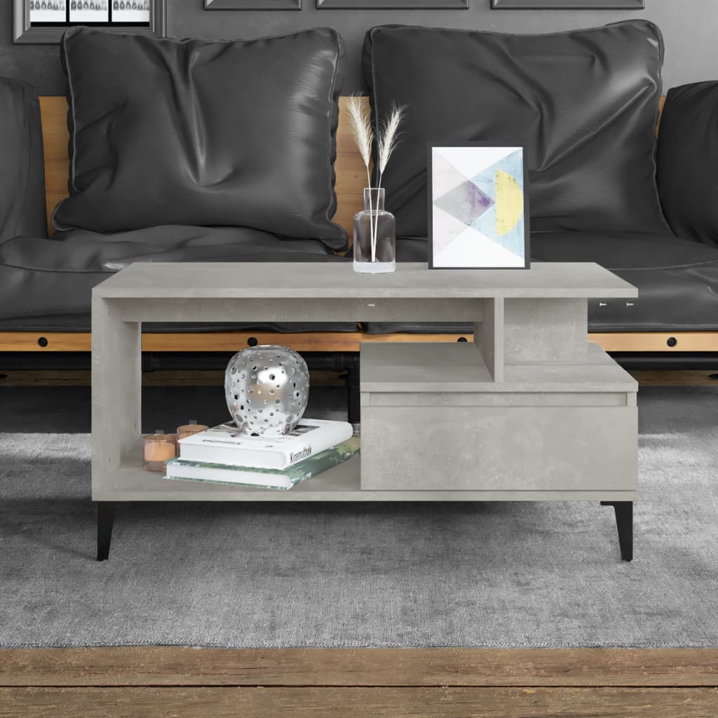 Coffee Table Concrete Grey 90x49x45 cm Engineered Wood