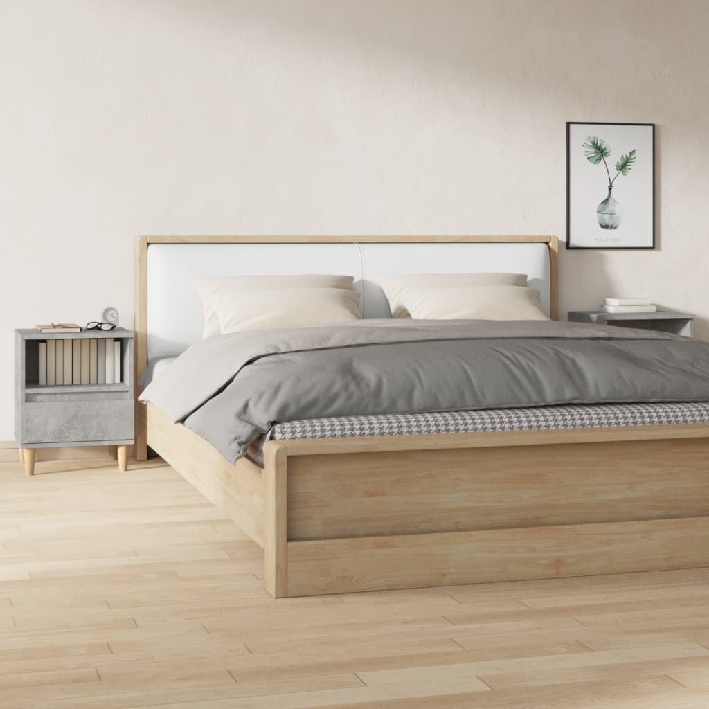 Bedside Table - RALEIGH Moe 2 Piece Nightstand Concrete Grey 40cm