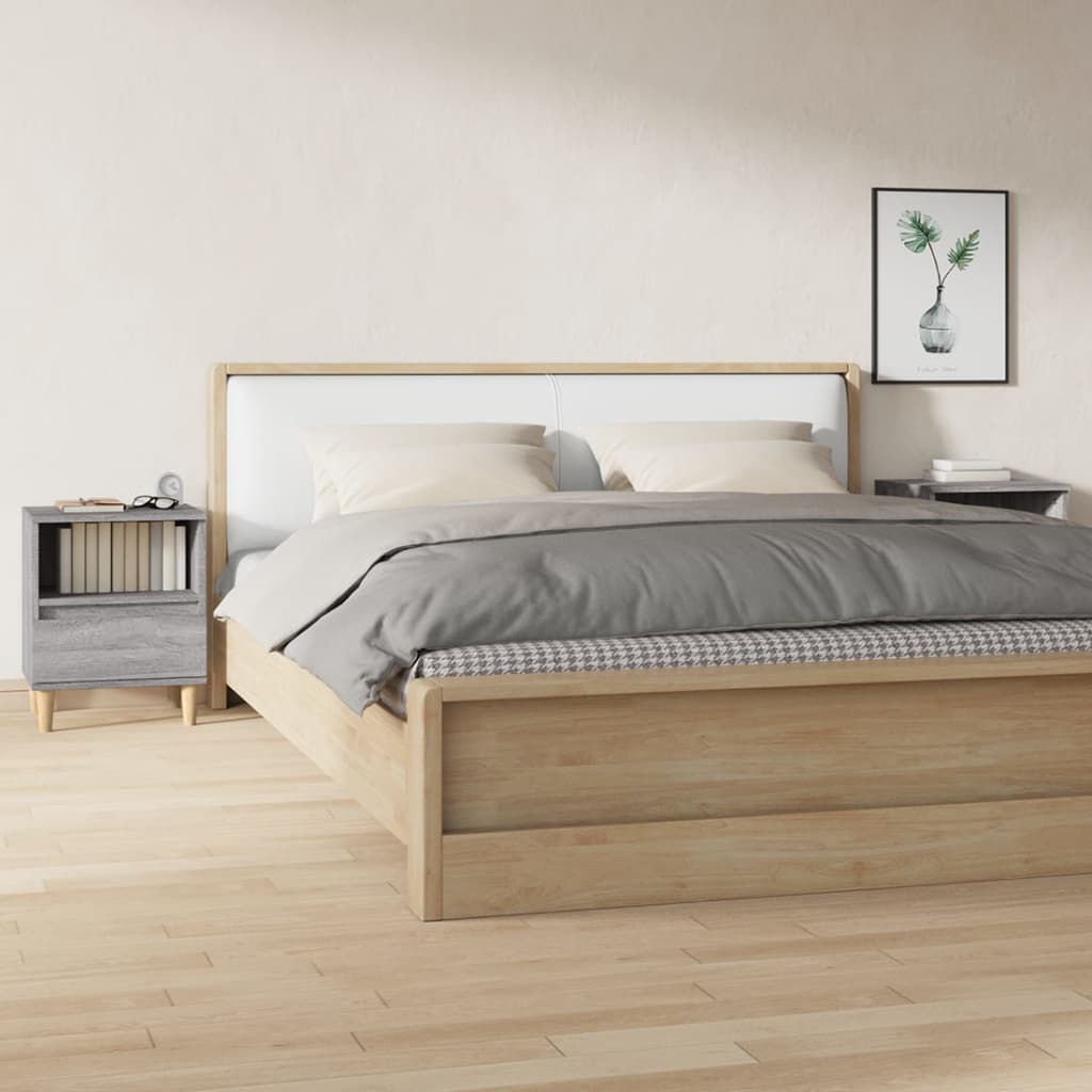 Bedside Table - RALEIGH Ray 2 Piece Nightstand Grey Sonoma 40cm