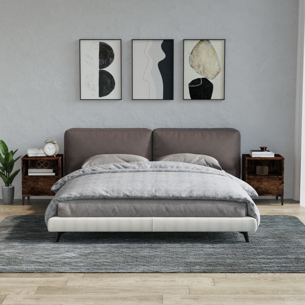 Bedside Table - RALEIGH Ada 2 Piece Nightstand Smoked Oak 40cm
