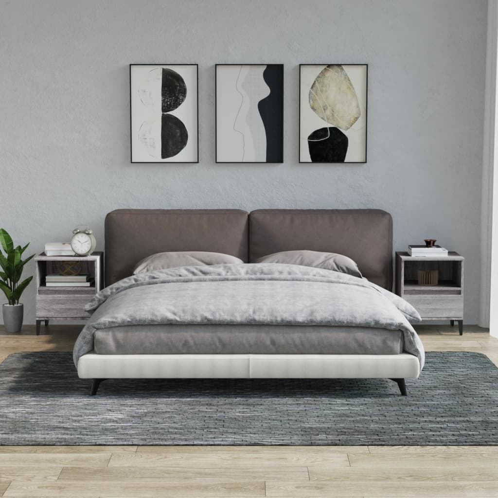 Bedside Table - RALEIGH Sid 2 Piece Nightstand Grey Sonoma 40cm