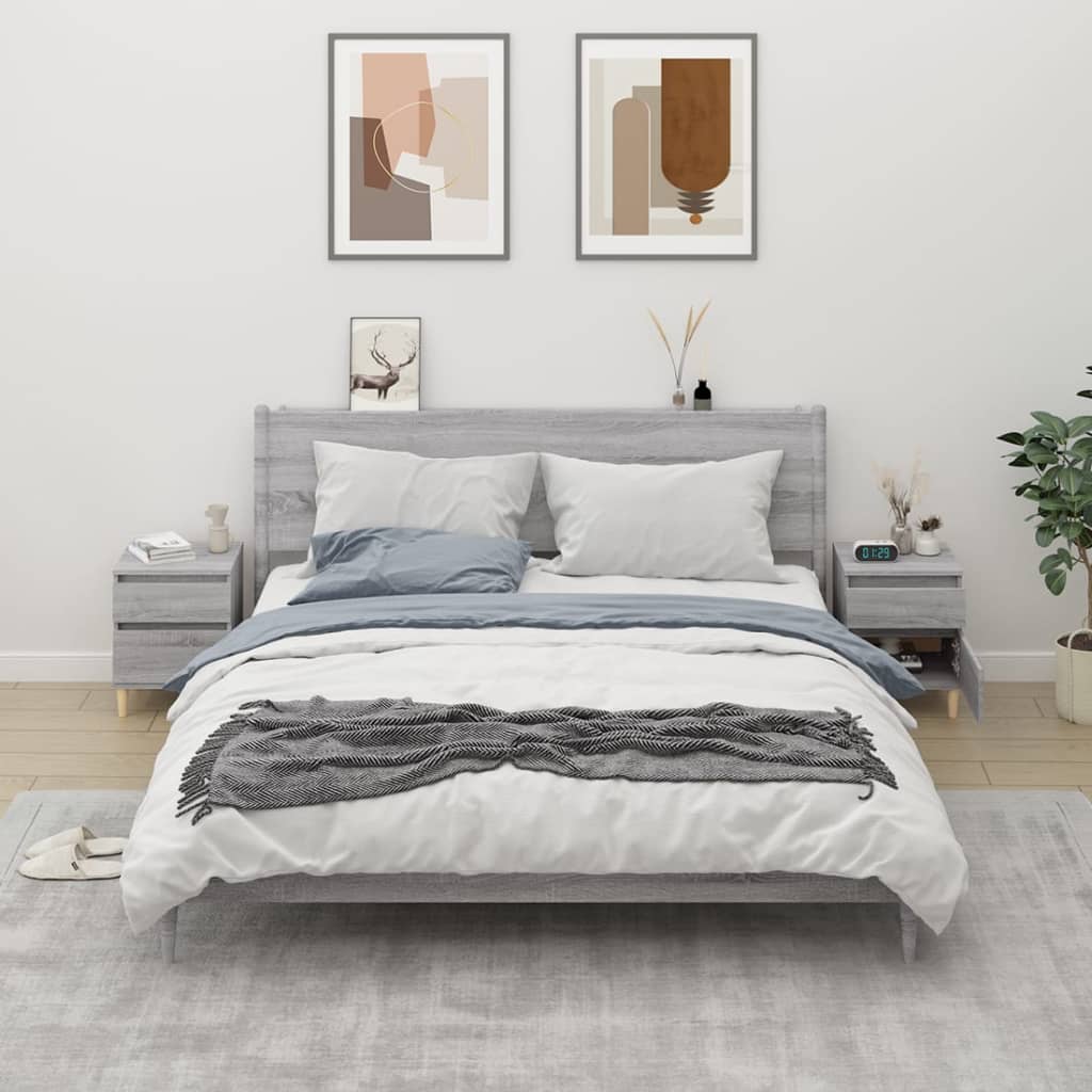 Bedside Table - RALEIGH Aven 2 Piece Nightstand Grey Sonoma 40cm