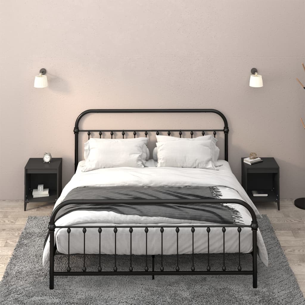 Bedside Table - RALEIGH Joe 2 Piece Nightstand Black 40cm