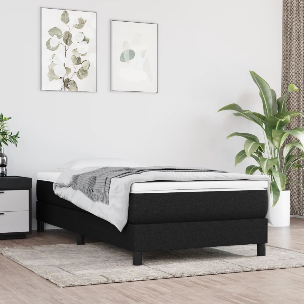 Box Spring Bed Frame Black 90x190cm 3FT Single Fabric