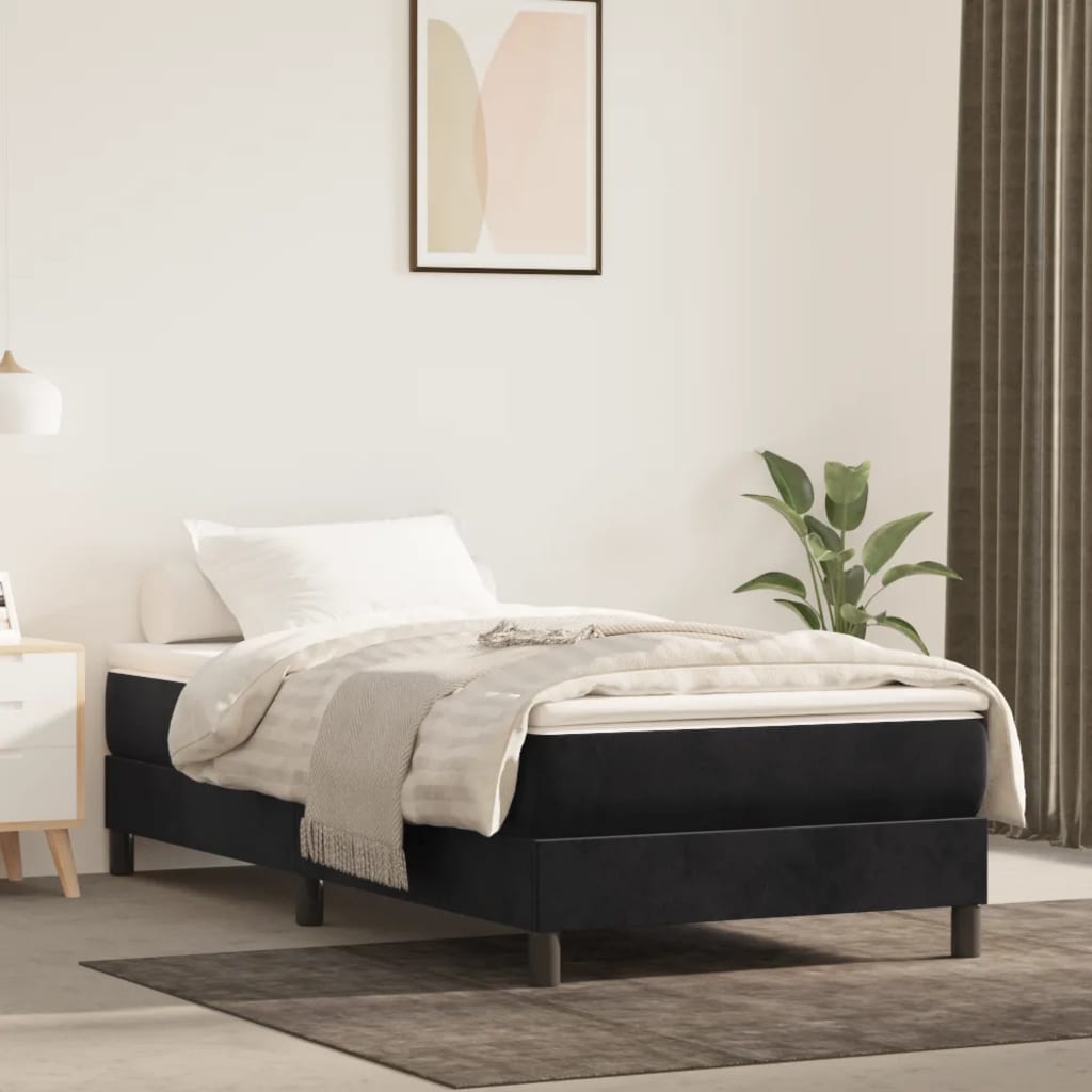 Box Spring Bed Frame Black 90x190cm 3FT Single Velvet