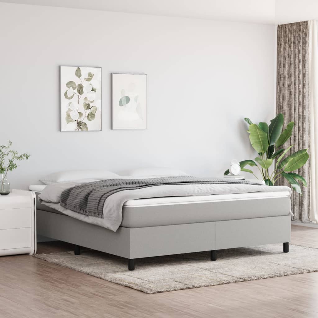 Box Spring Bed Frame Light Grey 180x200cm Super King Fabric