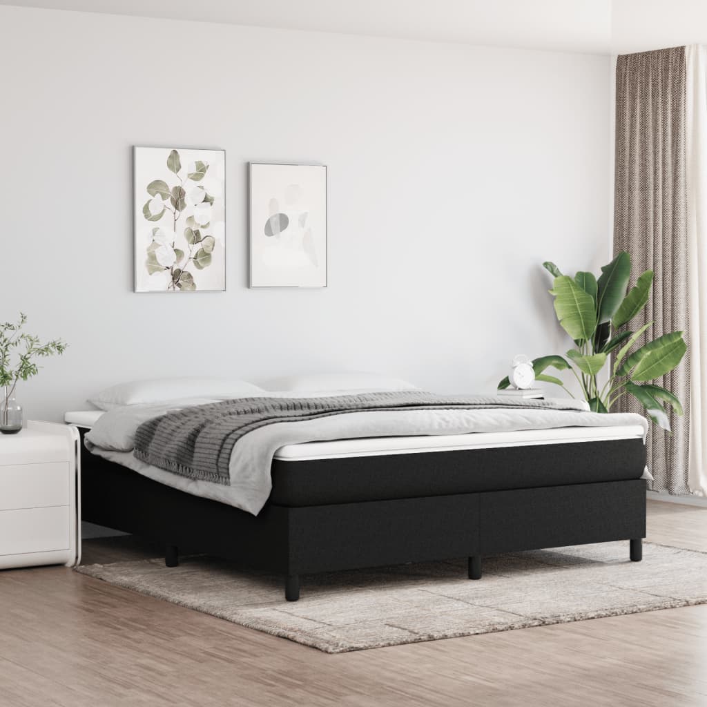 Box Spring Bed Frame Black 180x200cm 6FT Super King Fabric