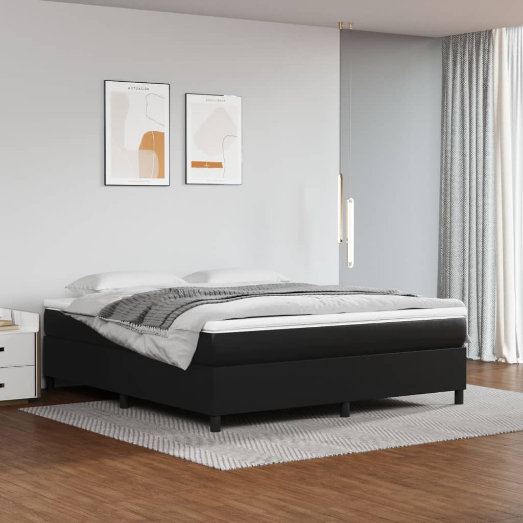 Box Spring Bed Frame Black 180x200cm 6FT Super King Faux Leather