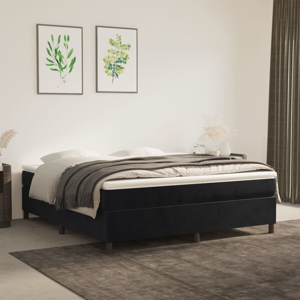 Box Spring Bed Frame Black 180x200cm 6FT Super King Velvet