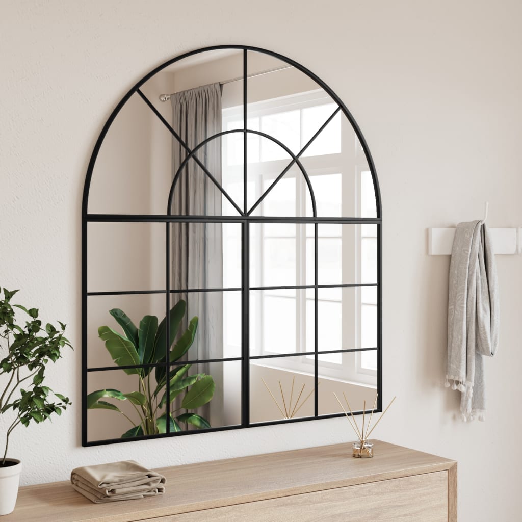 Wall Mirror Black 100x110cm Arch Iron