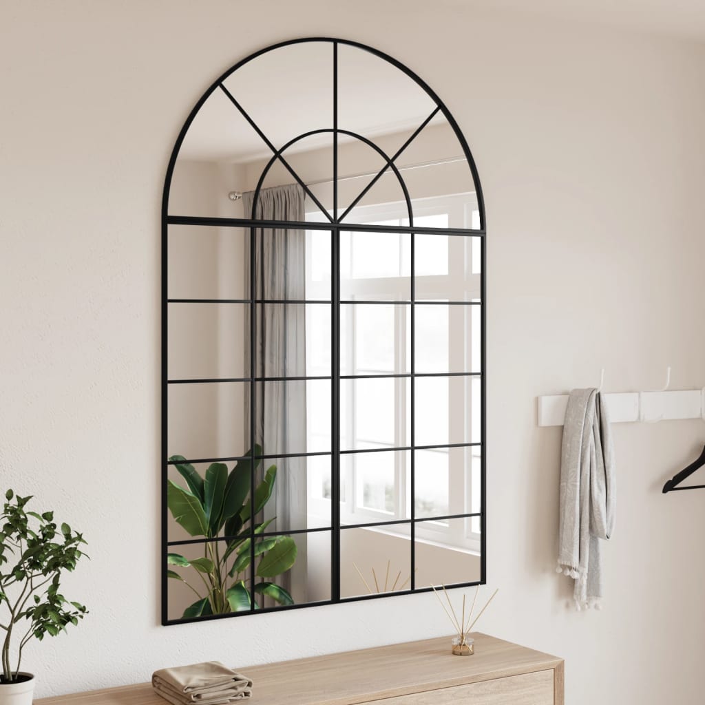 Wall Mirror Black 100x150cm Arch Iron