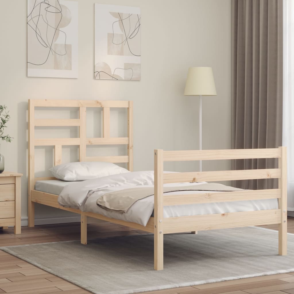 Bed Frame with Headboard 100x200 cm Solid Wood