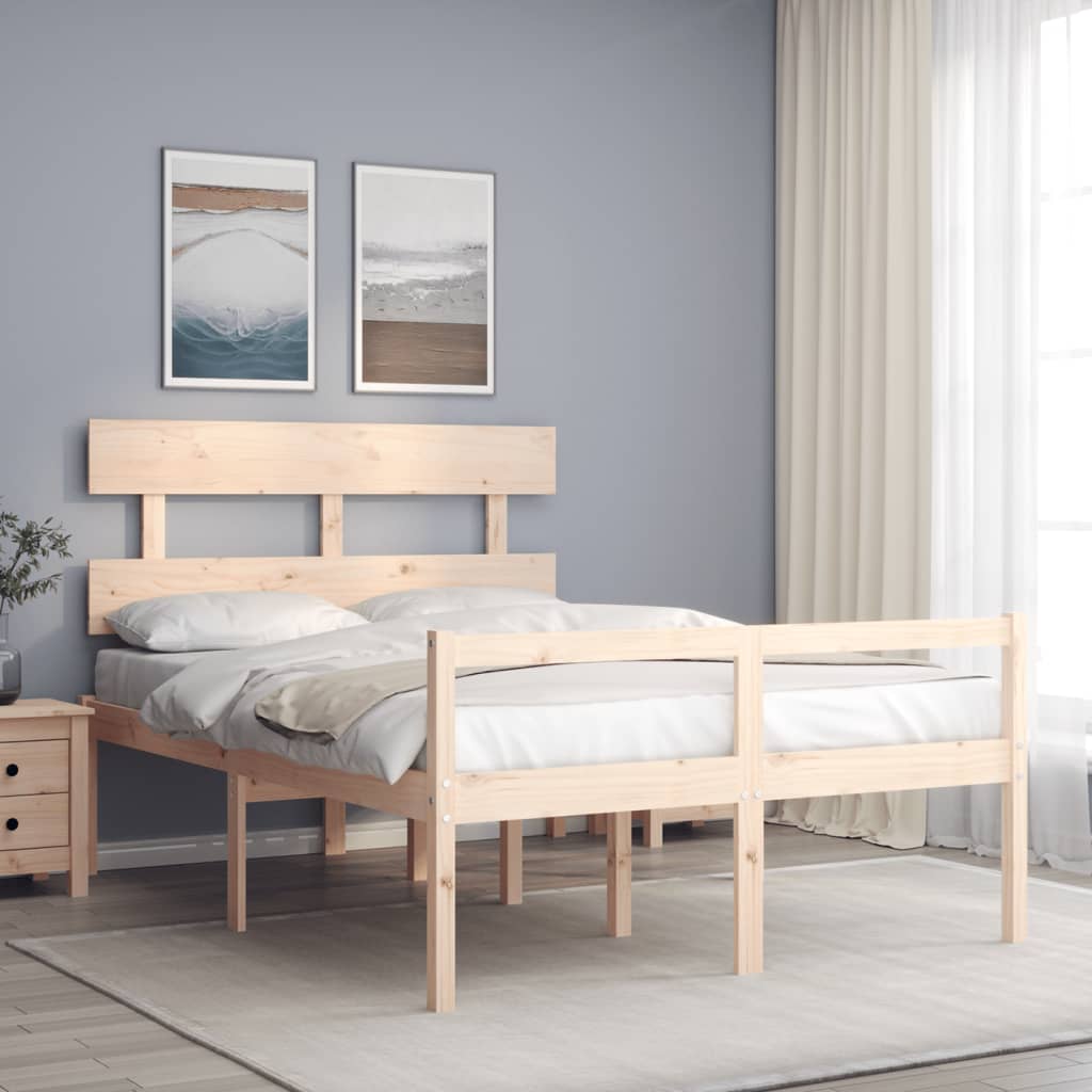 Bed Frame with Headboard Small Double Solid Wood