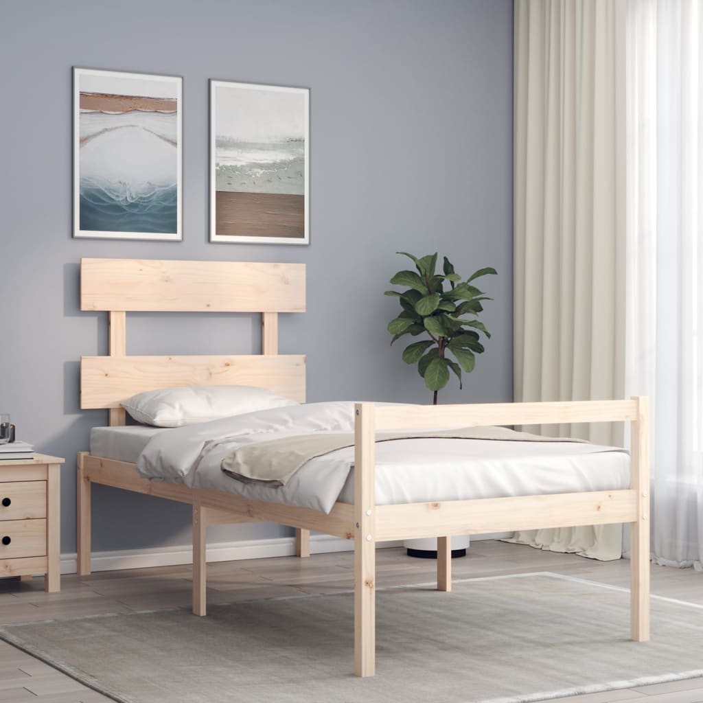 Bed Frame with Headboard 90x200cm Solid Wood
