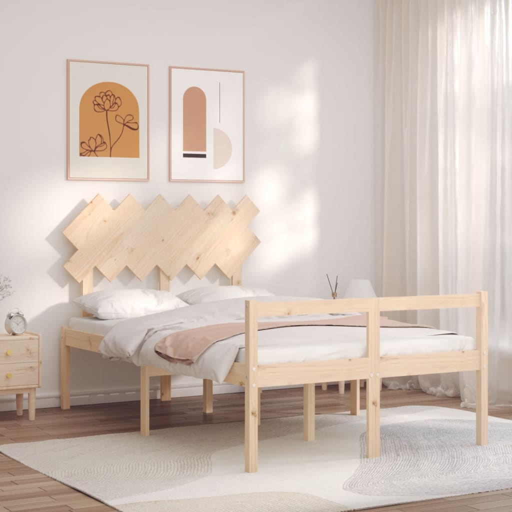 Bed Frame with Headboard Small Double Solid Wood