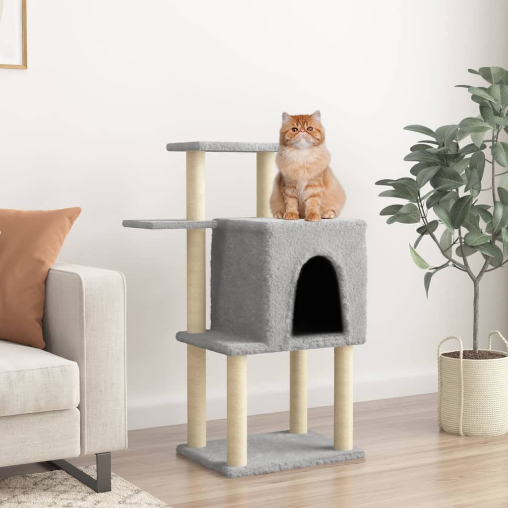 Cat Tree with Sisal Scratching Posts Light Grey 97 cm