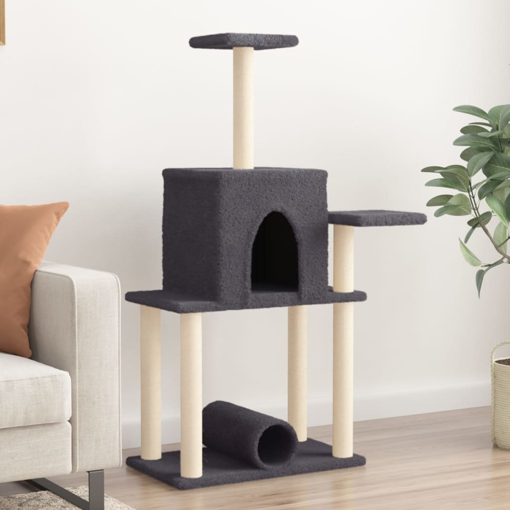 Cat Tree with Sisal Scratching Posts Dark Grey 122 cm
