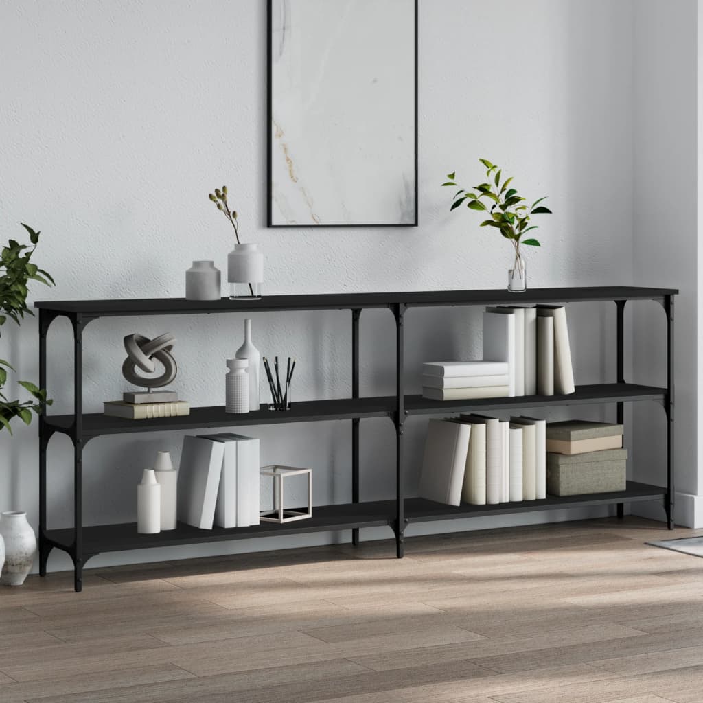 Console Table Black 200x29x75 cm Engineered Wood