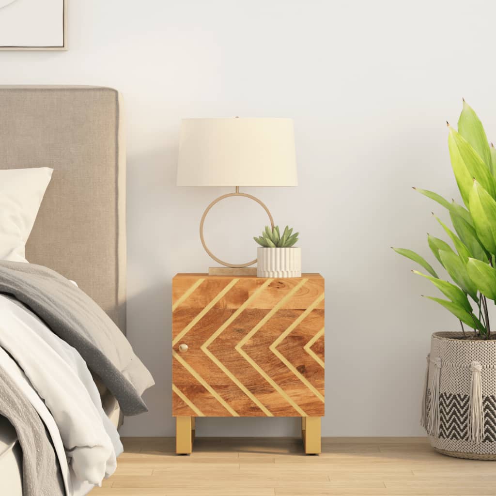 Bedside Table - ElEANOR Nightstand Brown and Black 40cm